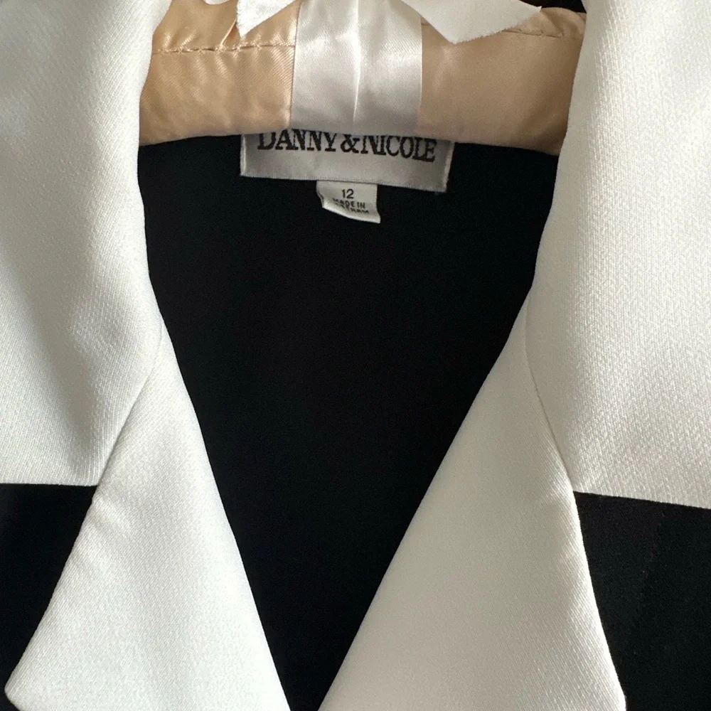 Danny & Nicole Shoulder Pad Black White Blazer Suit Jacket Women’s 12